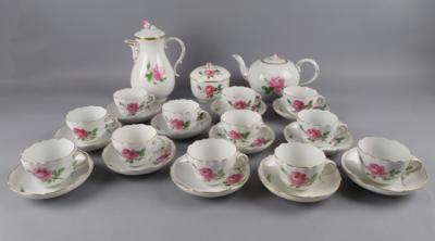 Kaffee- und Teeserviceteile "Rote Rose" für 12 Personen, Meissen 2. Hälfte 20. Jh., - Antiquariato