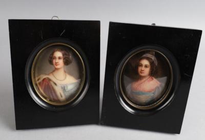 Porzellanbilder "Marie Königin von Bayern" und "Helene Sedlmayer" nach Joseph Karl Stieler (1781-1858), - Antiquitäten