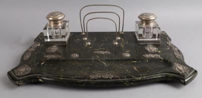 Große Schreibgarnitur 'Tintenzeug' mit Silbermontierungen, um 1900 - Antiquariato