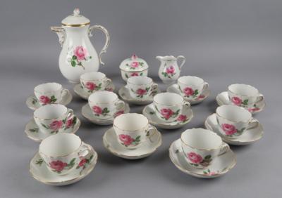 Mokkaservice "Rote Rose" für 12 Personen, Meissen 2. Hälfte 20. Jh., - Antiquariato