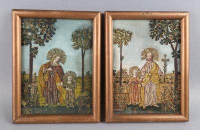 Zwei Collage Bilder, Hl. Anna mit Maria und Hl. Joseph mit Jesusknaben, - Works of Art