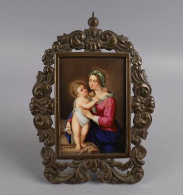 Porzellanbild "Madonna mit Kind", - Starožitnosti