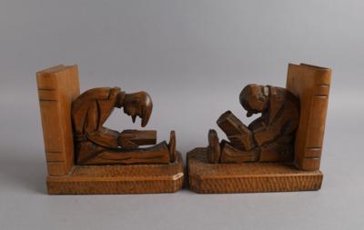Paar humoristische Buchstützen aus geschnitztem Holz, Tirol - Starožitnosti