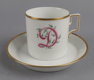 Monogramm D Tasse mit Untertasse, Augarten, - Antiquitäten