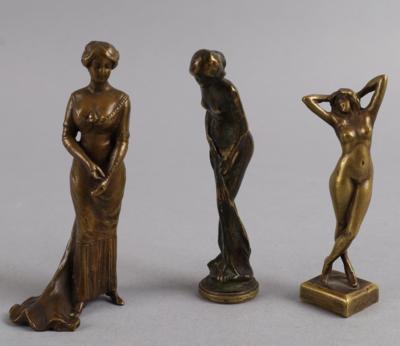 Petschaft mit weiblichem Akt und zwei Wiener Bronzen, Fritz Bermann, um 1900 - Starožitnosti