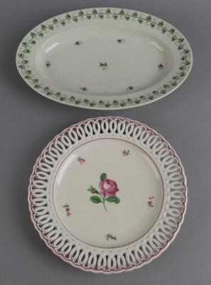 Gitterteller, ovale Platte, Kaiserl. Manufaktur 1832/35, - Starožitnosti