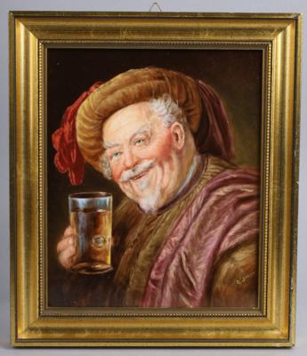 Porzellanbild "Falstaff" nach Eduard von Grützner 1848-1925, signiert Gerhard Nußmann - Works of Art