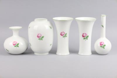 5 Vasen, Wiener Porzellanmanufaktur Augarten, - Antiquariato