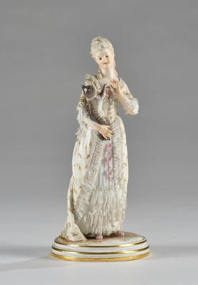 Dame mit Katze, Meissen Ende 19. Jh., - Antiquitäten