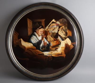 Porzellanbild "Der Geldwechseler" nach Rembrandt Haremensz van Rijn (1606-1669) signiert Gerhard Nußmann - Antiquariato