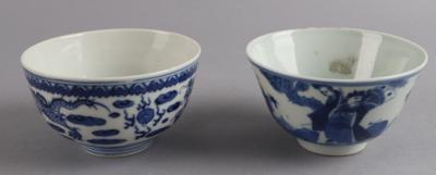 2 blau-weiße Schalen, China, 19./20. Jh., - Antiquitäten