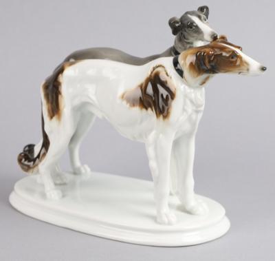 Paar Windhunde, Porzellanfabrik Karl Ens, Rudolstadt, Volkstedt - Antiquariato