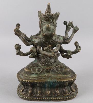 Bodhisattva mit Begleiterin in Yab-Yum, Tibet, 20. Jh., - Antiquitäten