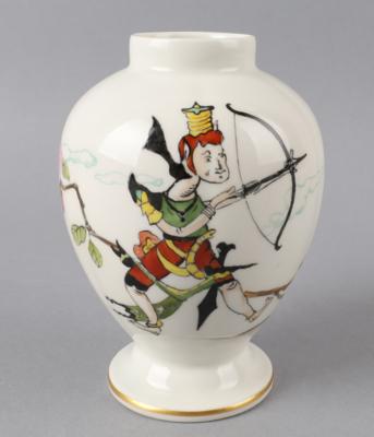 Vase mit Bogenschütze und Vogel auf Kirschblütenzweig, Königliche Porzellanmanufaktur(KPM) - Works of Art