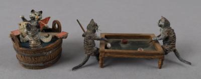 Wiener Bronze - Katzen am Karten- bzw. Poolspielen, - Antiquitäten