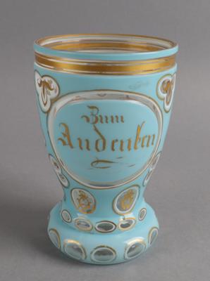 "Zum Andenken"-Fußbecher, Böhmen um 1850/60, - Starožitnosti