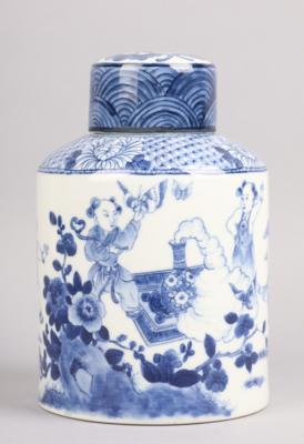 Blau-weiße Teedose, China, 20. Jh., - Antiquitäten