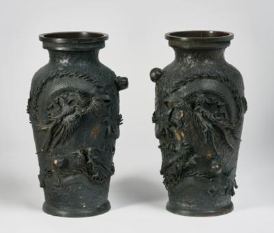 Paar Bronzevasen, Japan, Meiji Periode (1868-1912), - Antiquitäten