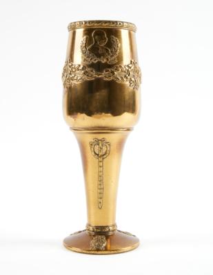 Patriotischer Pokal aus Gelbmetall auf Kaiser Franz Josef I., - Starožitnosti
