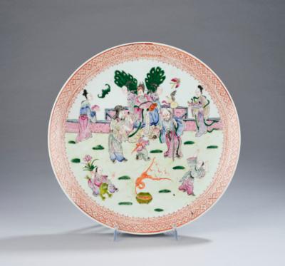 Famille rose Teller, China, rote Marke Tongzhi, 19./20. Jh., - Works of Art