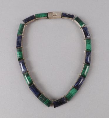 Collier aus 950-Silber mit Malachit und Sodalith, Taxco, Mexiko, 20. Jhdt. - Antiquariato