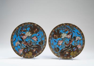 Paar Cloisonné Teller, Japan, Meiji Periode, - Antiquariato