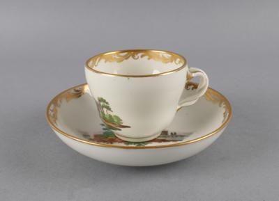 Tasse mit Untertasse, Kaiserliche Porzellanmanufaktur, Wien um 1760/70, - Starožitnosti