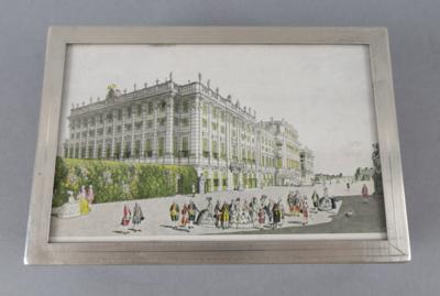 Deckeldose mit Silbermontierung und Ansicht von Schloss Schönbrunn, Alexander Sturm, Wien, nach Mai 1922 - Antiquariato