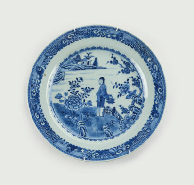 Blau-weißer Teller, China, 18. Jh., - Antiquariato