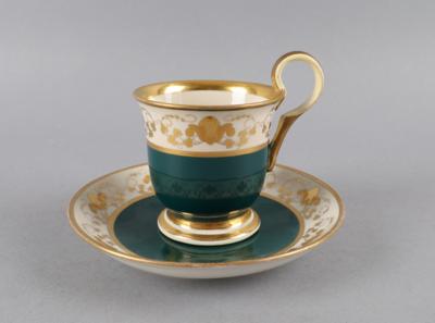 Tasse mit Untertasse, Kaiserliche Porzellanmanufaktur, Wien 1830, - Starožitnosti