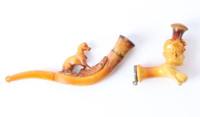 2 figurale Meerschaumpfeifen,19. Jh., - Starožitnosti