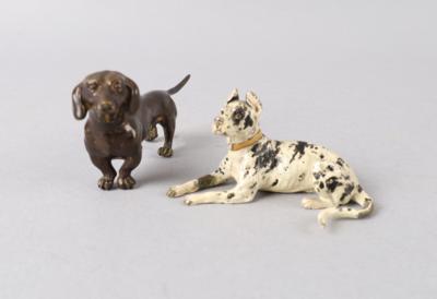 2 Wiener Bronzen- Dackel und Dogge, - Starožitnosti