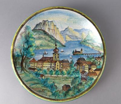 Wandteller mit Ansicht von Gmunden, Firma Schleiss, Gmunden, nach 1926 - Antiquariato