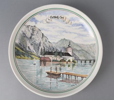 Wandteller mit Motiv 'Schloß Ort', Gmundner Keramik, C. K. Peter 1988 - Starožitnosti