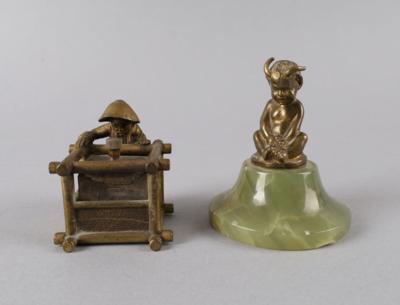 Wiener Bronzen- Satyrkind und Zündholzdose mit Chinesen, - Antiquitäten