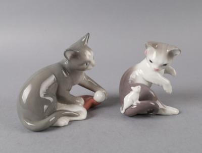 2 sitzende Katzen, Lladro u. Nao, - Antiquariato