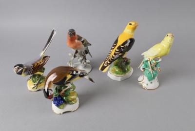 5 Vogelfiguren, Rosenthal 20. Jh. - Antiquariato