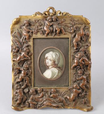 Miniatur einer Dame in Bronzerahmen, - Works of Art