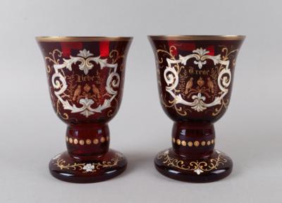 Paar "Liebe" und "Treue" Pokale, Böhmen um 1860, - Antiquariato