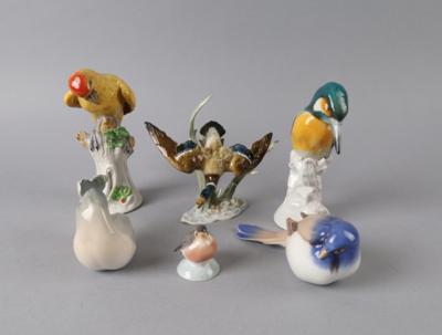 Sechs Vogelfiguren, verschiedene Hersteller 20. Jh. - Antiquitäten