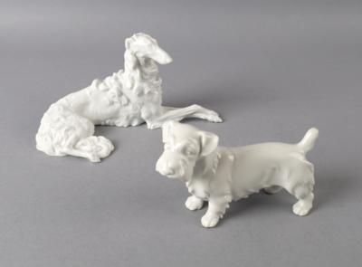 Augarten - 1 Barsoi, 1 Sealyham Terrier, - Antiquitäten