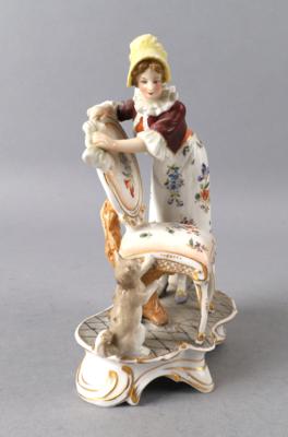 Dame mit Kätzchen, Rudolstadt, - Antiquitäten