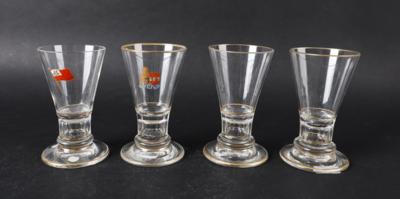 Lobmeyr - 4 Trinkgläser, 1 Glas mit bekröntem Monogramm, - Antiquitäten
