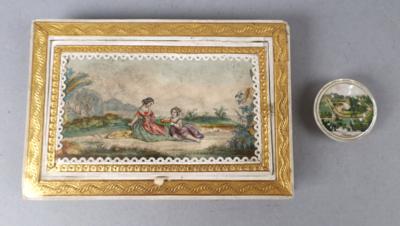 Freundschaftsalbum 1858/59 und Perlmuttdose mit 4 Spieljetons, 19. Jh., - Works of Art