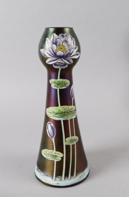 Vase mit Seerosendekor, Ferdinand von Poschinger, Buchenau, um 1900 - Starožitnosti