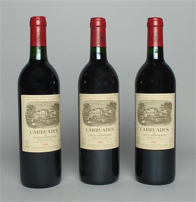 1989 Carruades de Lafite, Zweitwein Lafite,  91 Cellar Tracker-Punkte, 3 Flaschen - Die große DOROTHEUM Weinauktion powered by Falstaff