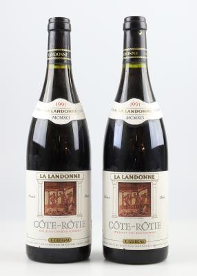 1991 Côte-Rôtie AOC La Landonne, E. Guigal, Rhône, 99 Parker-Punkte, 2 Flaschen - Víno a lihoviny