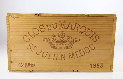 1993 Clos du Marquis, Château Léoville Las Cases, Bordeaux, 90 Cellar Tracker-Punkte, 12 Flaschen, in OHK - Vini e spiriti