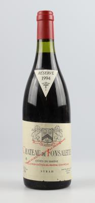 1994 Côtes du Rhône AOC Réservé Château de Fonsalette, Château Rayas, Rhône, 91 Cellar Tracker-Punkte - Wines and Spirits powered by Falstaff