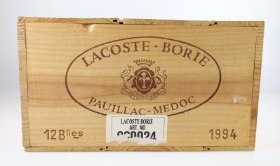 1994 Lacoste Borie, Château Grand-Puy-Lacoste, Bordeaux, 90 Cellar Tracker-Punkte, 12 Flaschen in OHK - Vini e spiriti
